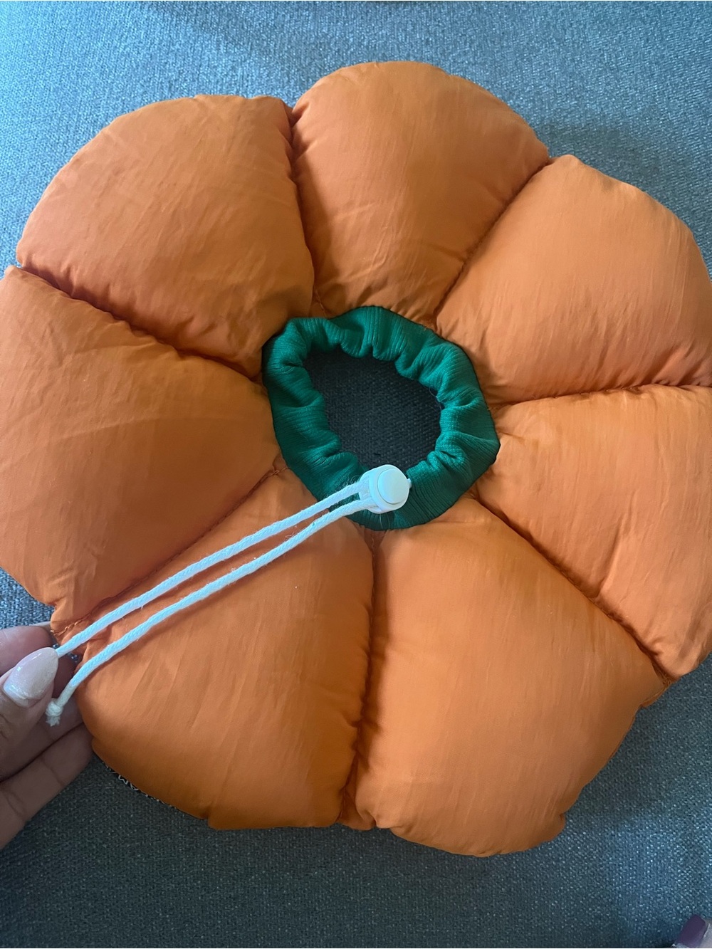 Orange Flower-Shaped Padded Neck Pillow with Green Center